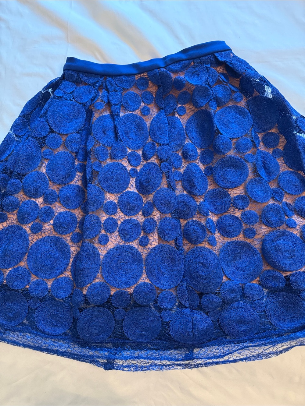 Eva Franco Royal Blue Circle-Embroidered Skater Skirt
